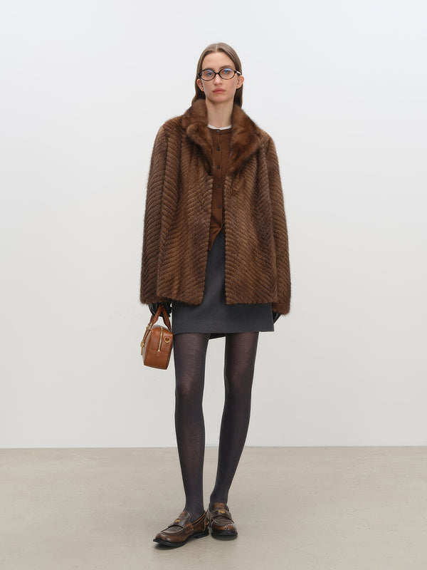 Mink fur Jacket with Rever Collar