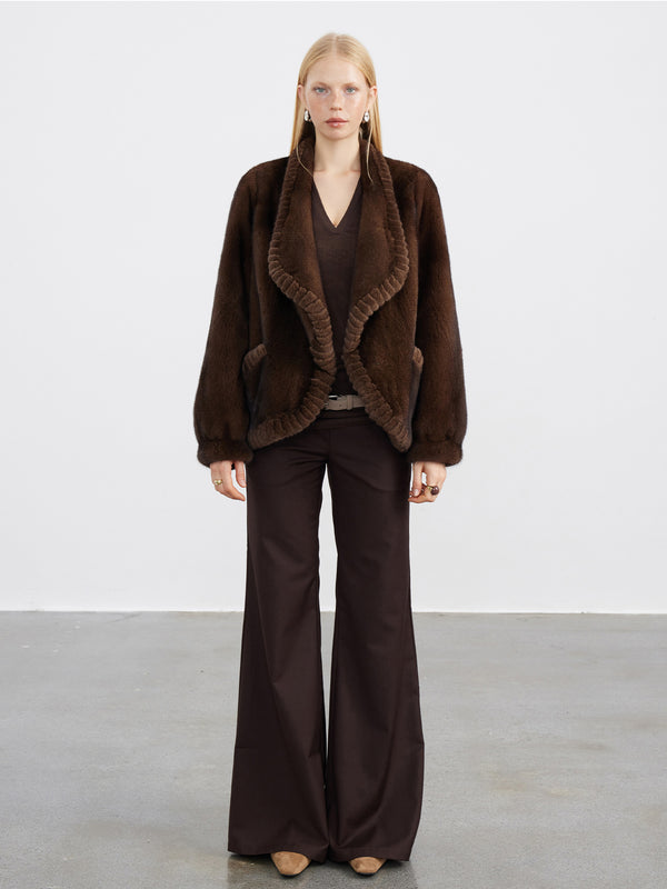 Natural brown mink fur jacket